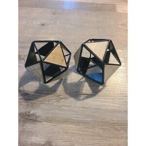 Unknown brand pair of geometric black metal sphere home decor